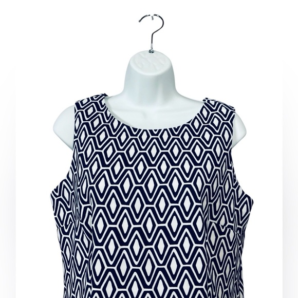 NWOT, Mario Serrani Italy, Navy & White Patterned Midi Dress, Size 10 - Picture 3 of 9